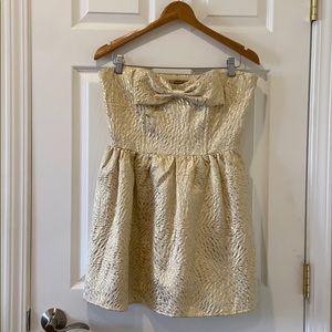 Strapless Gold & Cream Bow Dress
